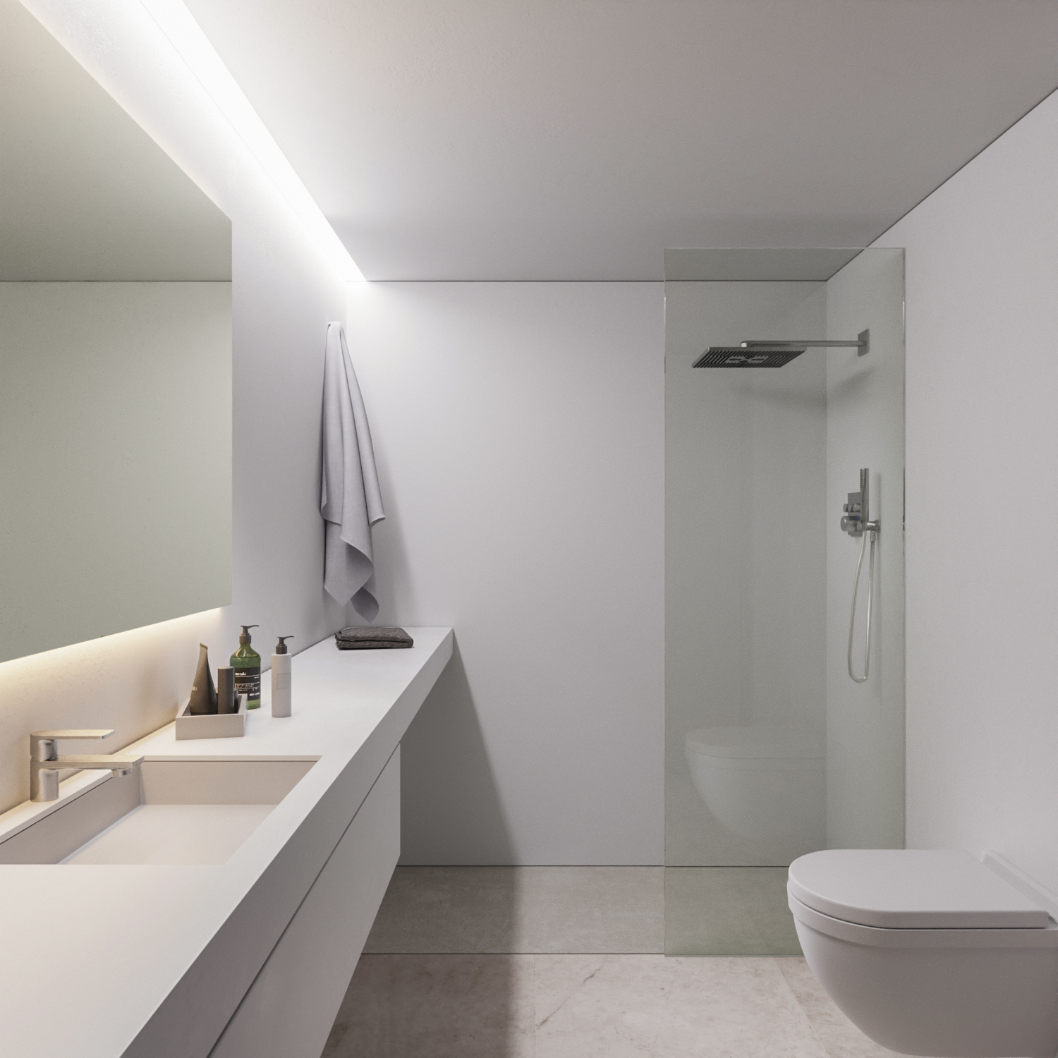 Baño moderno de diseño minimalista con ducha integrada