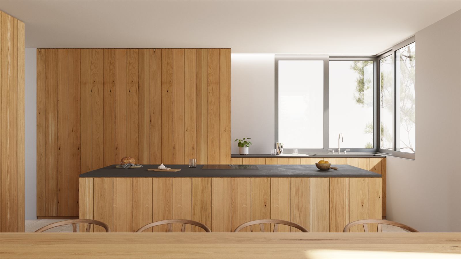 Cocina con Isla en Madera de Roble
